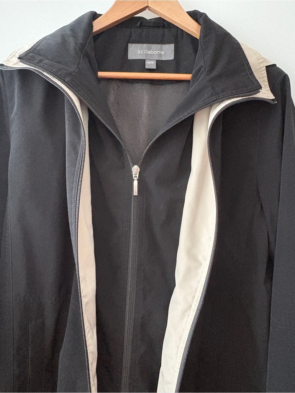 Liz Claiborne Black Jacket with Cream Trim Accents Medium
